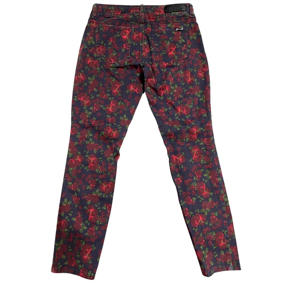 Seven7 Skinny Stretch Bold Floral Print Mid High Rise Jean Y2K Vintage Aesthetic - Picture 2 of 13